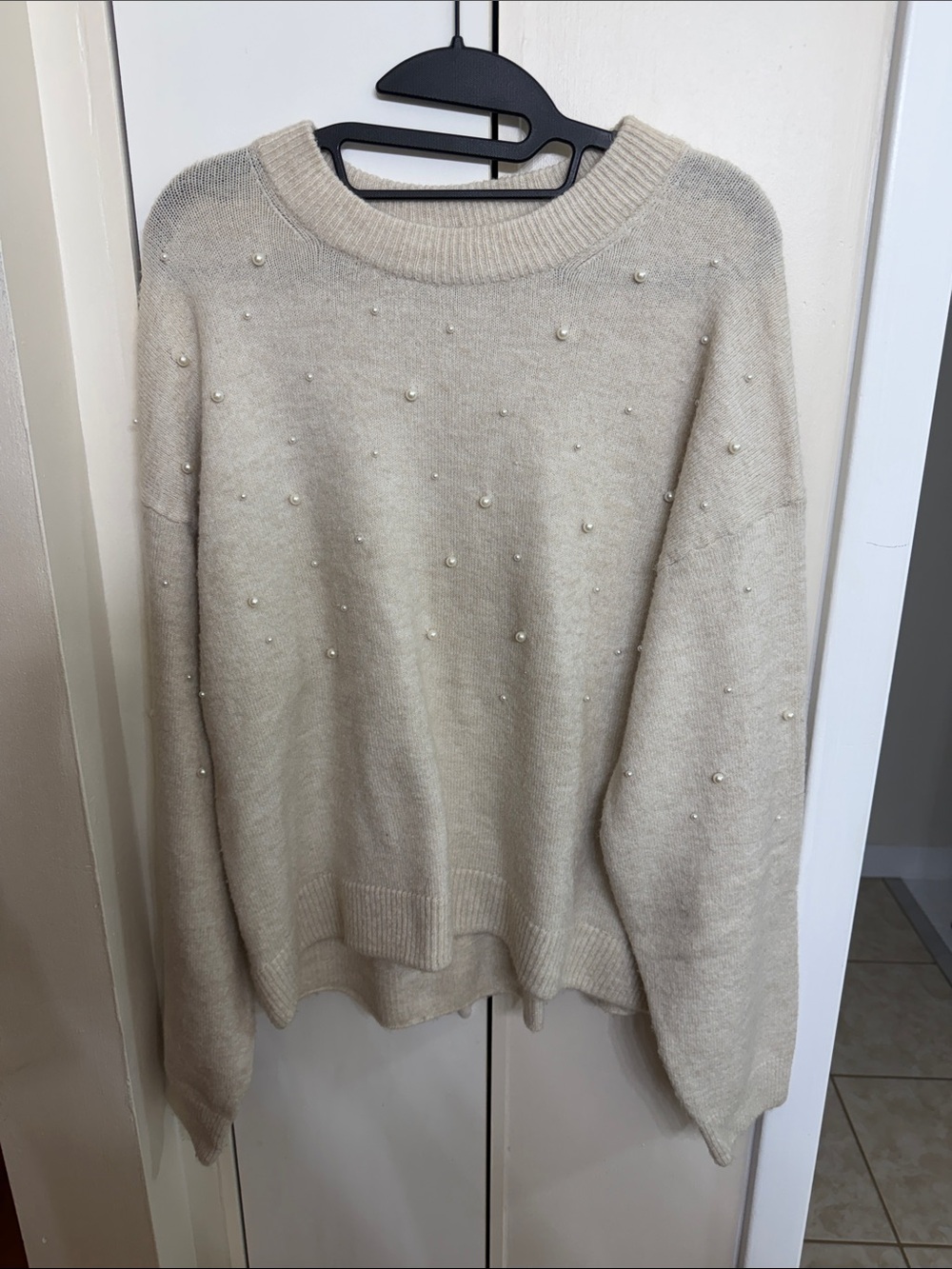 H&M Pearl-Accent Cream Sweater